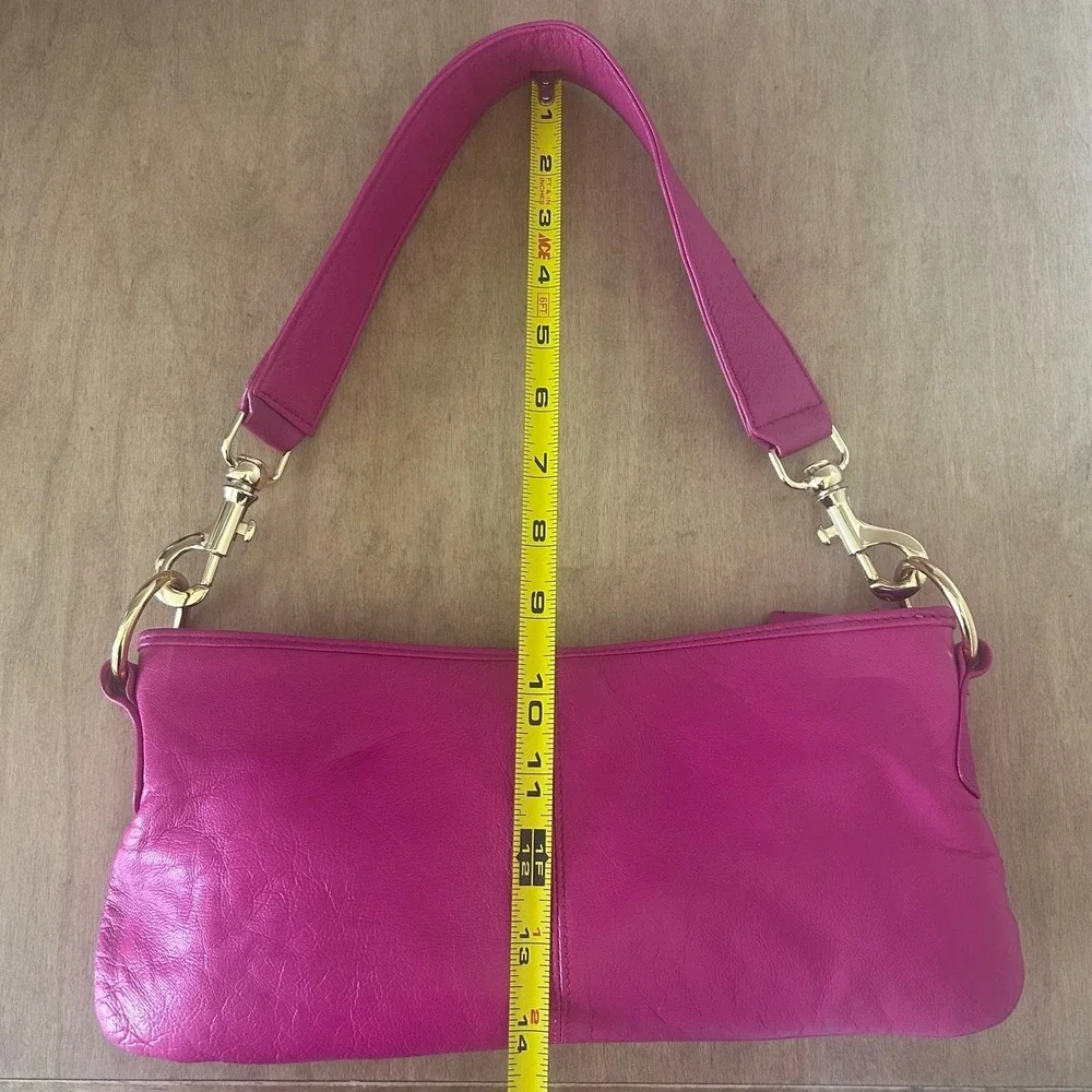Y2K‎ slouchy shoulder bag Hot Pink Barbie leather inside pockets vacation resort